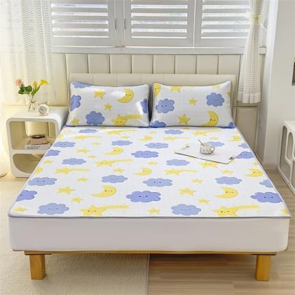 91家纺网 家纺一手货源 找家纺 （总）宅部落 2023凉感牛奶丝满天星提花印花床席款凉席床笠款三件套