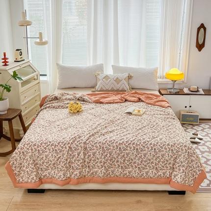 91家纺网 家纺一手货源 找家纺 （总）亚龙 2023新款A类母婴级双层纱棉麻手包边夏被四件套