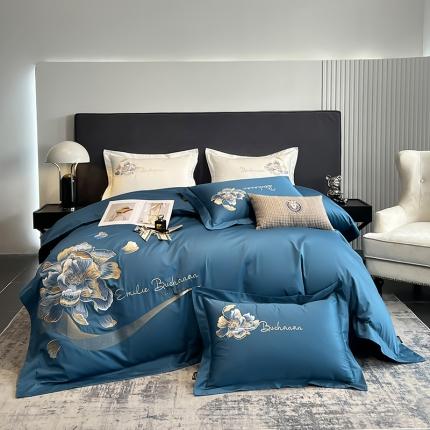 91家纺网 家纺一手货源 找家纺 （总）莱阁亿 2023新款高支高密精疏长绒棉A类刺绣床单款四件套