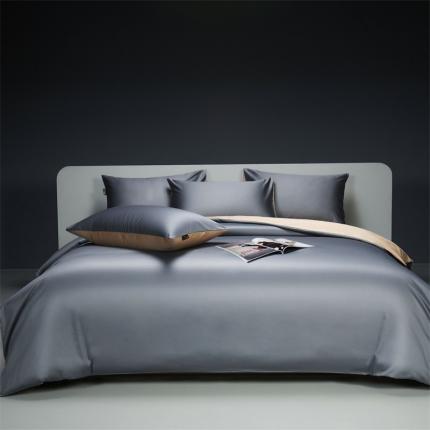 莱阁亿 2023新款高支高密新疆长绒棉四件套 帝都灰+香槟金