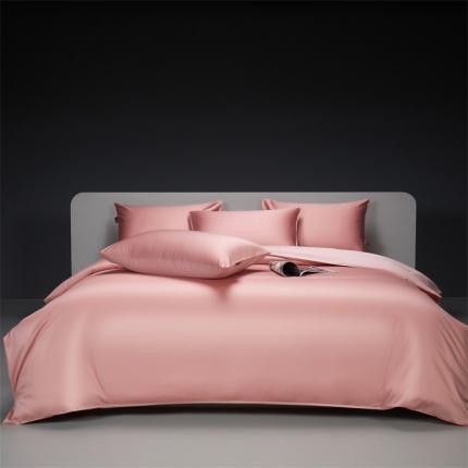 91家纺网 家纺一手货源 找家纺 莱阁亿 2023新款高支高密新疆长绒棉四件套 豆沙+藕粉