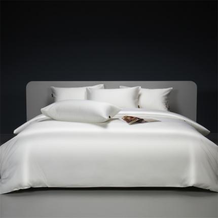 91家纺网 家纺一手货源 找家纺 莱阁亿 2023新款高支高密新疆长绒棉四件套 柳絮白