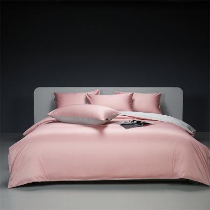 91家纺网 家纺一手货源 找家纺 莱阁亿 2023新款高支高密新疆长绒棉四件套 藕粉+奥丁灰