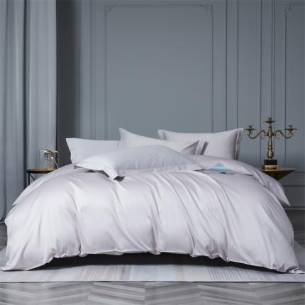 91家纺网 家纺一手货源 找家纺 莱阁亿 2023新款高支高密纯色新疆长绒棉四件套 沙滩灰