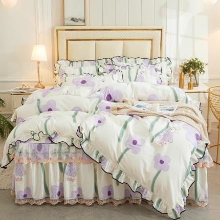 91家纺网 家纺一手货源 找家纺 （总）宜凡 2023新款全棉印花夹棉床裙-床裙四件套