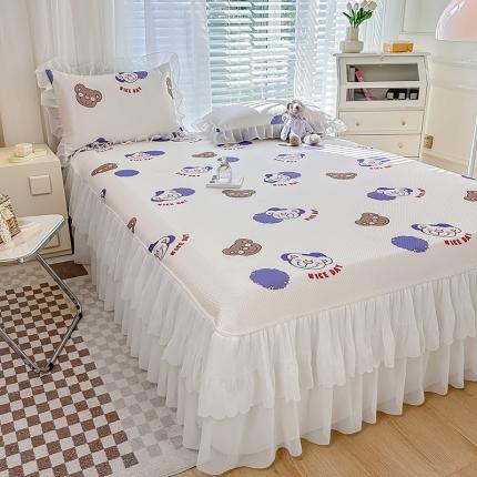 91家纺网 家纺一手货源 找家纺 总 花漾2023直播爆款轻奢风满天星冰豆豆席子小清新韩版花边凉席床裙款