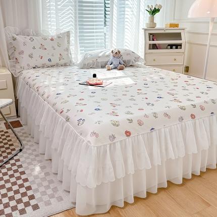 91家纺网 家纺一手货源 找家纺 总 花漾2023直播爆款轻奢风满天星冰豆豆席子小清新韩版花边凉席床裙款