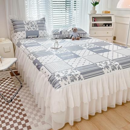 91家纺网 家纺一手货源 找家纺 总 花漾2023直播爆款轻奢风满天星冰豆豆席子小清新韩版花边凉席床裙款