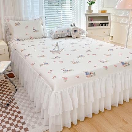 91家纺网 家纺一手货源 找家纺 总 花漾2023直播爆款轻奢风满天星冰豆豆席子小清新韩版花边凉席床裙款