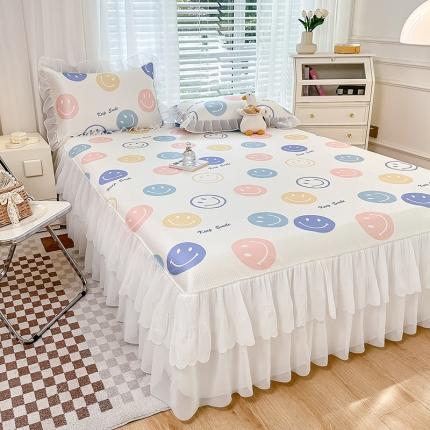 91家纺网 家纺一手货源 找家纺 花漾 2023直播爆款轻奢风满天星冰豆豆席子凉席床裙款 笑脸