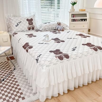 91家纺网 家纺一手货源 找家纺 花漾 2023直播爆款轻奢风满天星冰豆豆席子凉席床裙款 星光小熊