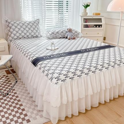 91家纺网 家纺一手货源 找家纺 总 花漾2023直播爆款轻奢风满天星冰豆豆席子小清新韩版花边凉席床裙款