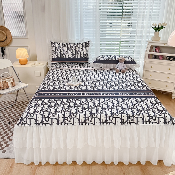 91家纺网 家纺一手货源 找家纺 花漾 2023直播爆款轻奢风满天星冰豆豆席子凉席床裙款 D字母