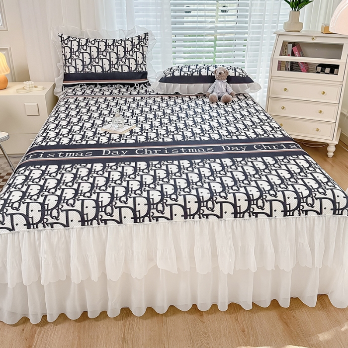 91家纺网 家纺一手货源 找家纺 花漾 2023直播爆款轻奢风满天星冰豆豆席子凉席床裙款 D字母