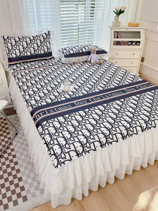 91家纺网 家纺一手货源 找家纺 花漾 2023直播爆款轻奢风满天星冰豆豆席子凉席床裙款 D字母