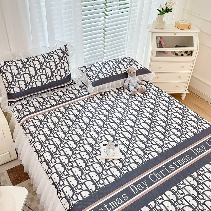 91家纺网 家纺一手货源 找家纺 花漾 2023直播爆款轻奢风满天星冰豆豆席子凉席床裙款 D字母