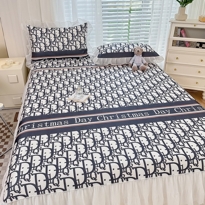 91家纺网 家纺一手货源 找家纺 花漾 2023直播爆款轻奢风满天星冰豆豆席子凉席床裙款 D字母