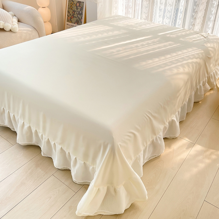 91家纺网 家纺一手货源 找家纺 （总）简爱 2025新款水洗棉雪纺双层花边四件套