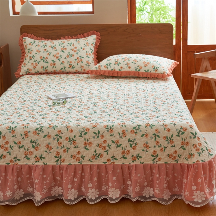 91家纺网 家纺一手货源 找家纺 恒爱 2023新款全棉床盖三件套 唯美