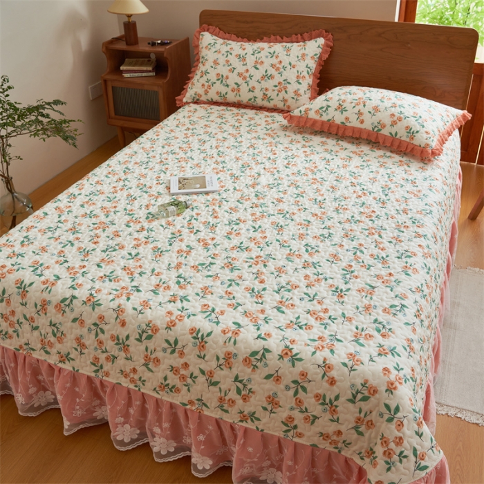 91家纺网 家纺一手货源 找家纺 恒爱 2023新款全棉床盖三件套 唯美