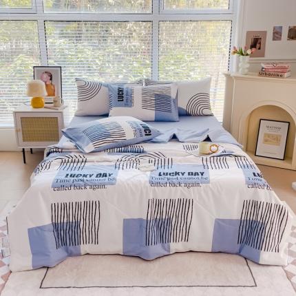91家纺网 家纺一手货源 找家纺 珺柔 2023新款13372全棉印花夏被四件套 几何空间