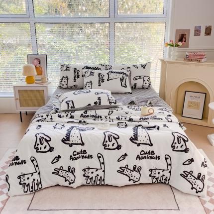 91家纺网 家纺一手货源 找家纺 珺柔 2023新款13372全棉印花夏被四件套 小涂鸦乐园