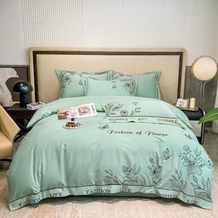 91家纺网 家纺一手货源 找家纺 梧桐家居 2023新款全棉刺绣四件套-寐色系列 绿野仙踪