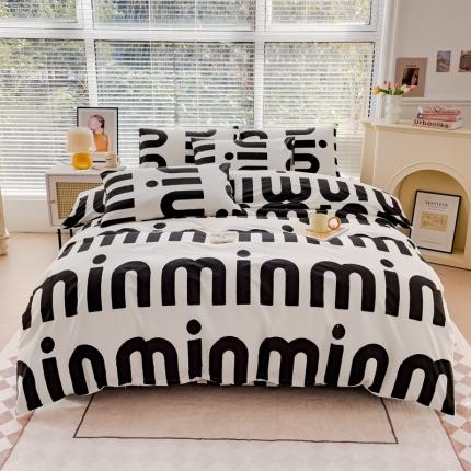 珺柔 2023新款13372全棉印花四件套 米欧-黑