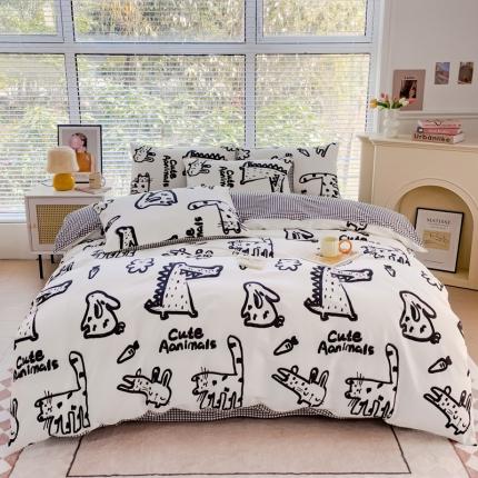 91家纺网 家纺一手货源 找家纺 珺柔 2023新款13372全棉印花四件套 小涂鸦乐园