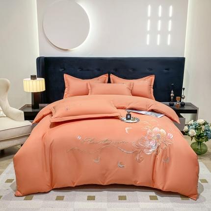 91家纺网 家纺一手货源 找家纺 帝菲妮2025新款依恋系列四件套 依恋-橘色