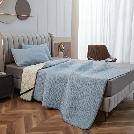 91家纺网 家纺一手货源 找家纺 美丽折 2025新款云母冰丝乳胶凉席三件套 波尔多-蓝