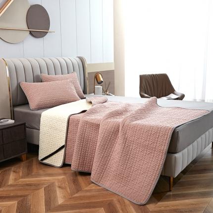 91家纺网 家纺一手货源 找家纺 美丽折 2025新款云母冰丝乳胶凉席三件套 波尔多-豆沙