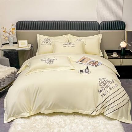 梧桐家居 2023新款全棉刺绣四件套-铃兰系列 铃兰-奶昔白