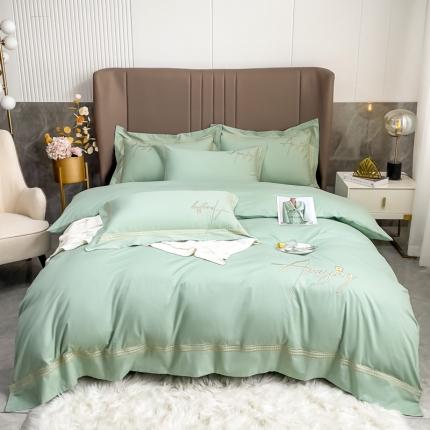 91家纺网 家纺一手货源 找家纺 （总）梧桐家居 2023新款13376全棉刺绣宽边四件套-曼玉系列