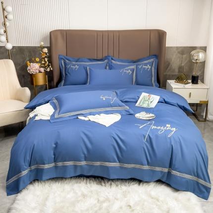 91家纺网 家纺一手货源 找家纺 （总）梧桐家居 2023新款13376全棉刺绣宽边四件套-曼玉系列