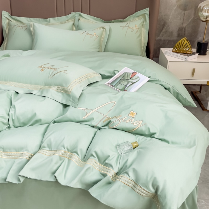 91家纺网 家纺一手货源 找家纺 （总）梧桐家居 2023新款13376全棉刺绣宽边四件套-曼玉系列