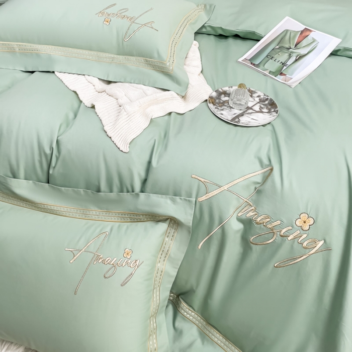 91家纺网 家纺一手货源 找家纺 （总）梧桐家居 2023新款13376全棉刺绣宽边四件套-曼玉系列