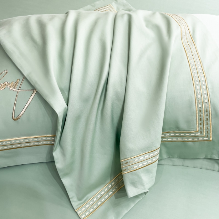 91家纺网 家纺一手货源 找家纺 （总）梧桐家居 2023新款13376全棉刺绣宽边四件套-曼玉系列