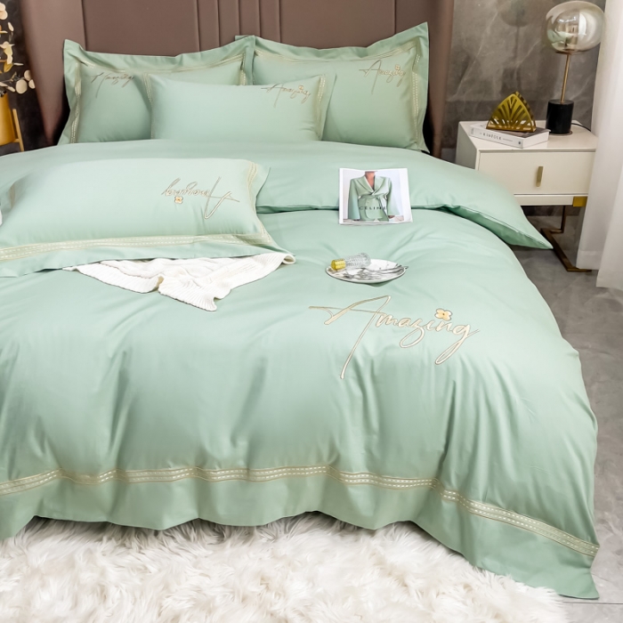 91家纺网 家纺一手货源 找家纺 （总）梧桐家居 2023新款13376全棉刺绣宽边四件套-曼玉系列