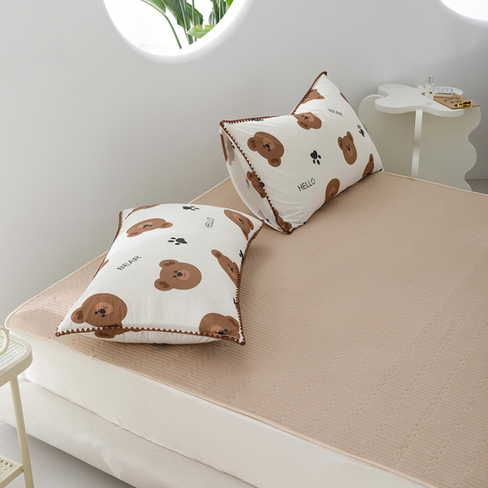 91家纺网 家纺一手货源 找家纺 花漾 2023新款A类针织棉凉感丝夏被凉席四件套 哈喽小熊