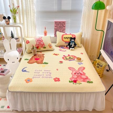 91家纺网 家纺一手货源 找家纺 顾里 2023新款设计师款韩系ins风软席 快乐兔熊