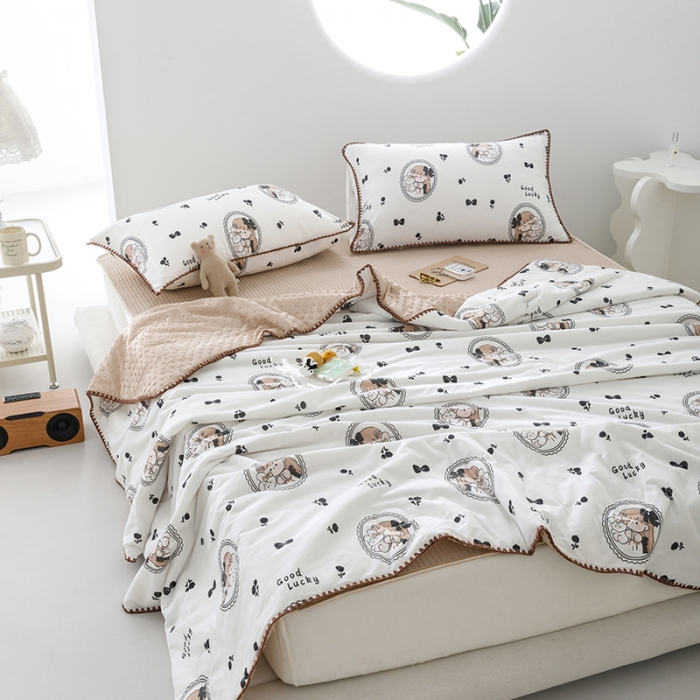 91家纺网 家纺一手货源 找家纺 花漾 2023新款A类针织棉凉感丝夏被凉席四件套 蝴蝶公主