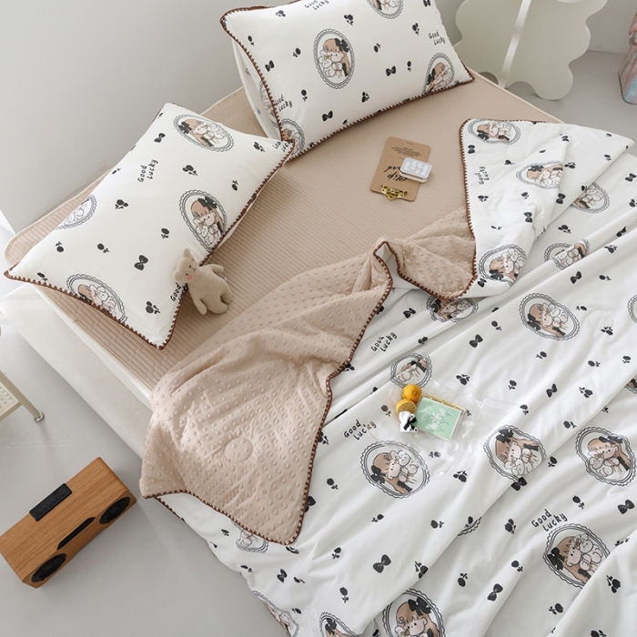 91家纺网 家纺一手货源 找家纺 花漾 2023新款A类针织棉凉感丝夏被凉席四件套 蝴蝶公主