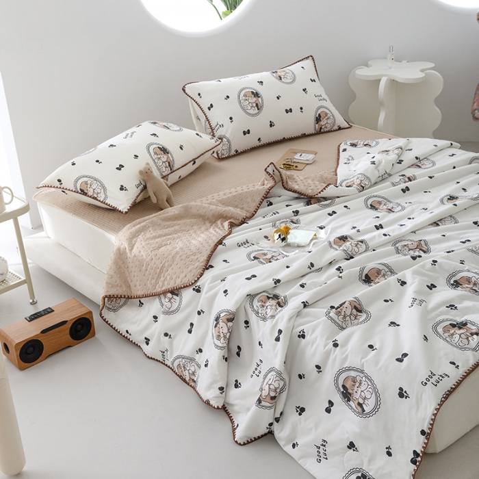 91家纺网 家纺一手货源 找家纺 花漾 2023新款A类针织棉凉感丝夏被凉席四件套 蝴蝶公主