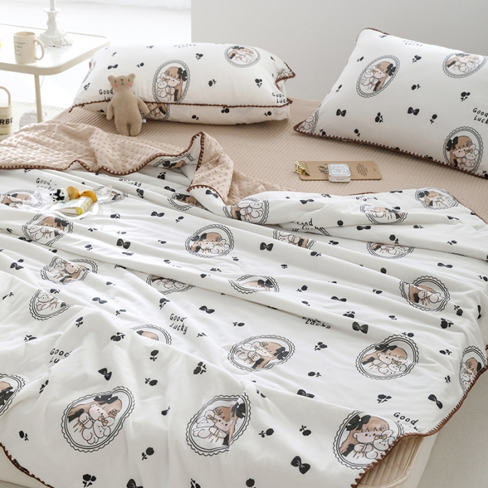 91家纺网 家纺一手货源 找家纺 花漾 2023新款A类针织棉凉感丝夏被凉席四件套 蝴蝶公主