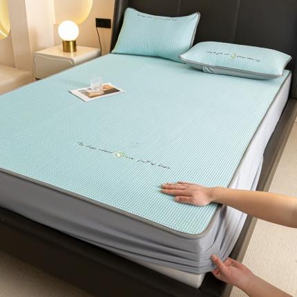 91家纺网 家纺一手货源 找家纺 （总）2023华夫格床笠床裙床席三合一凉感席