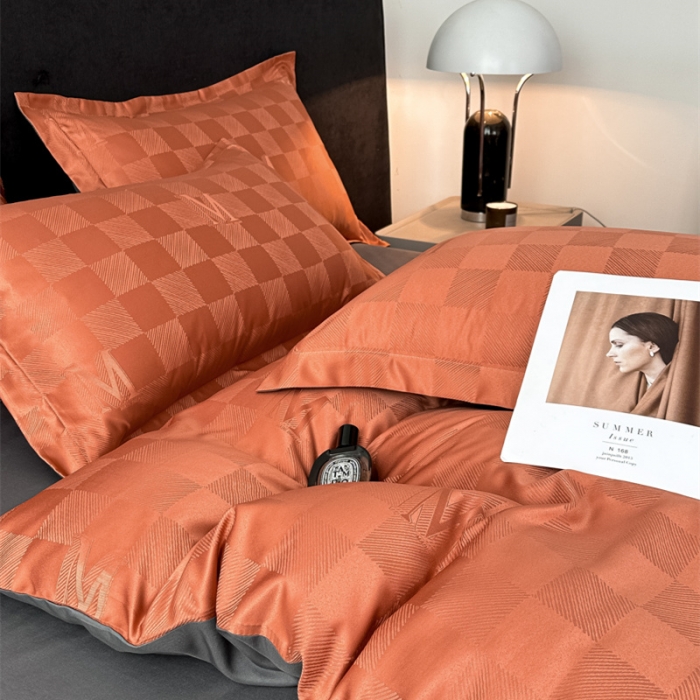 91家纺网 家纺一手货源 找家纺 遇见家居生活馆 2023新款水洗贡缎提花四件套-柏林 柏林-香颂橘