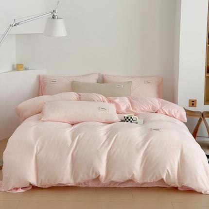 91家纺网 家纺一手货源 找家纺 灰鲸 2025新款A版针织华夫格四件套 樱花粉