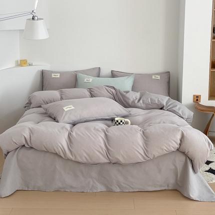 91家纺网 家纺一手货源 找家纺 灰鲸 2025新款A版针织华夫格四件套 中灰