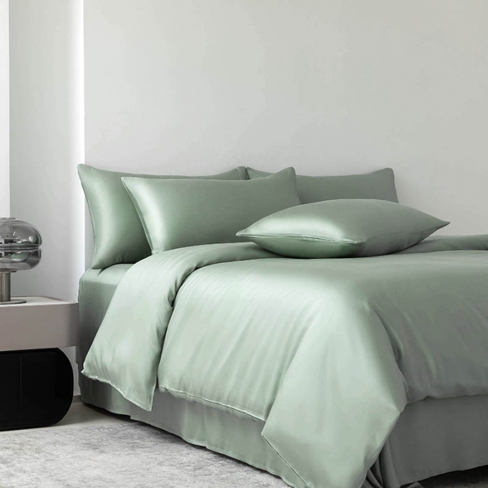 91家纺网 家纺一手货源 找家纺 轩和 2025新款50支兰精天丝四件套 奥地利进口春熙绿